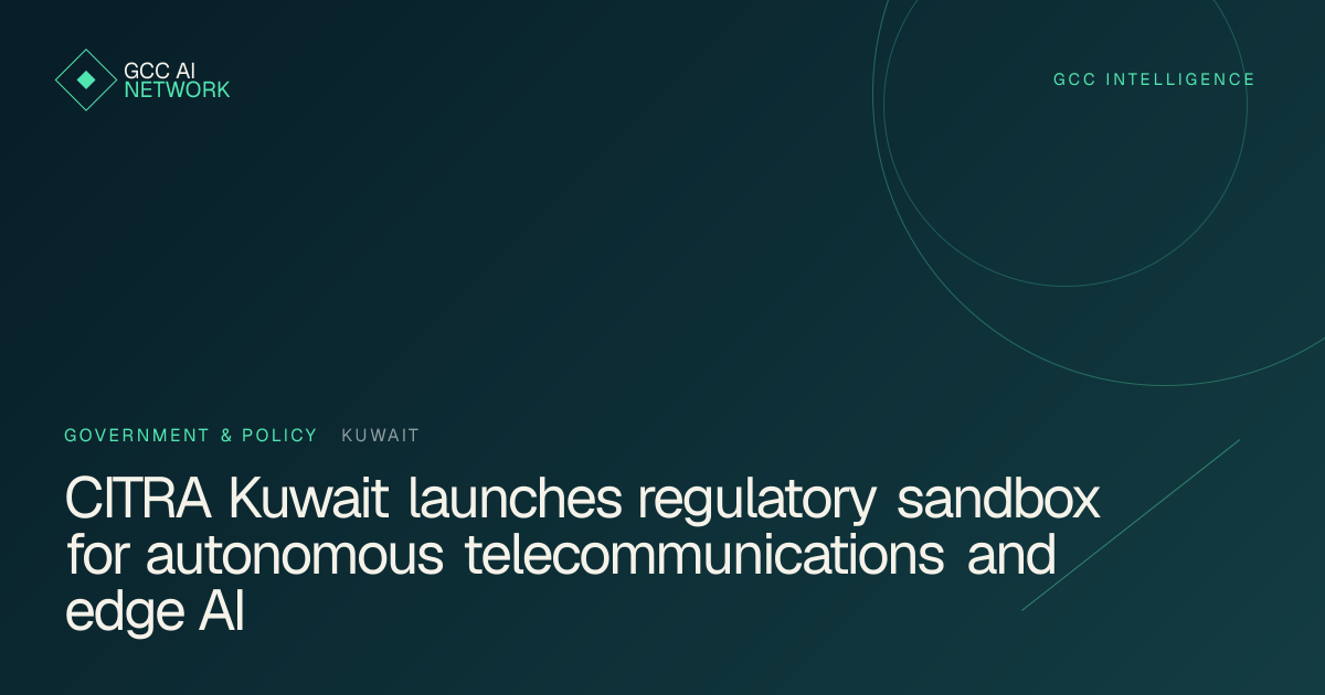 Editorial graphic depicting CITRA Kuwait telecommunications edge AI regulatory sandbox