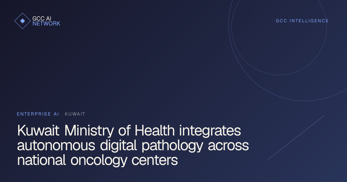 Editorial graphic illustrating digital pathology and cancer biopsy AI analysis at Kuwait Cancer Control Center
