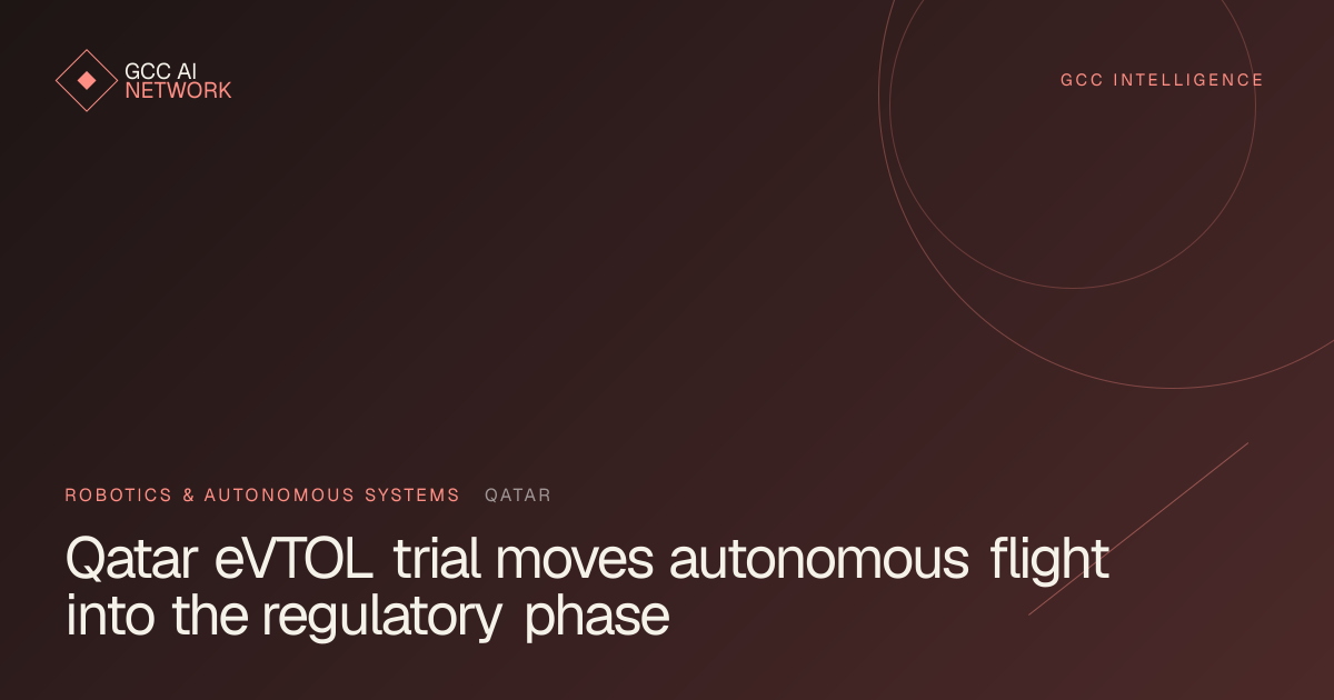 Editorial graphic depicting Qatar's unmanned electric vertical take-off and landing flight trial
