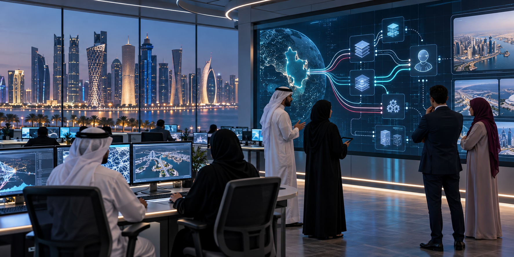 Visitors viewing AI and digital-government demonstrations at a UAE public-sector showcase
