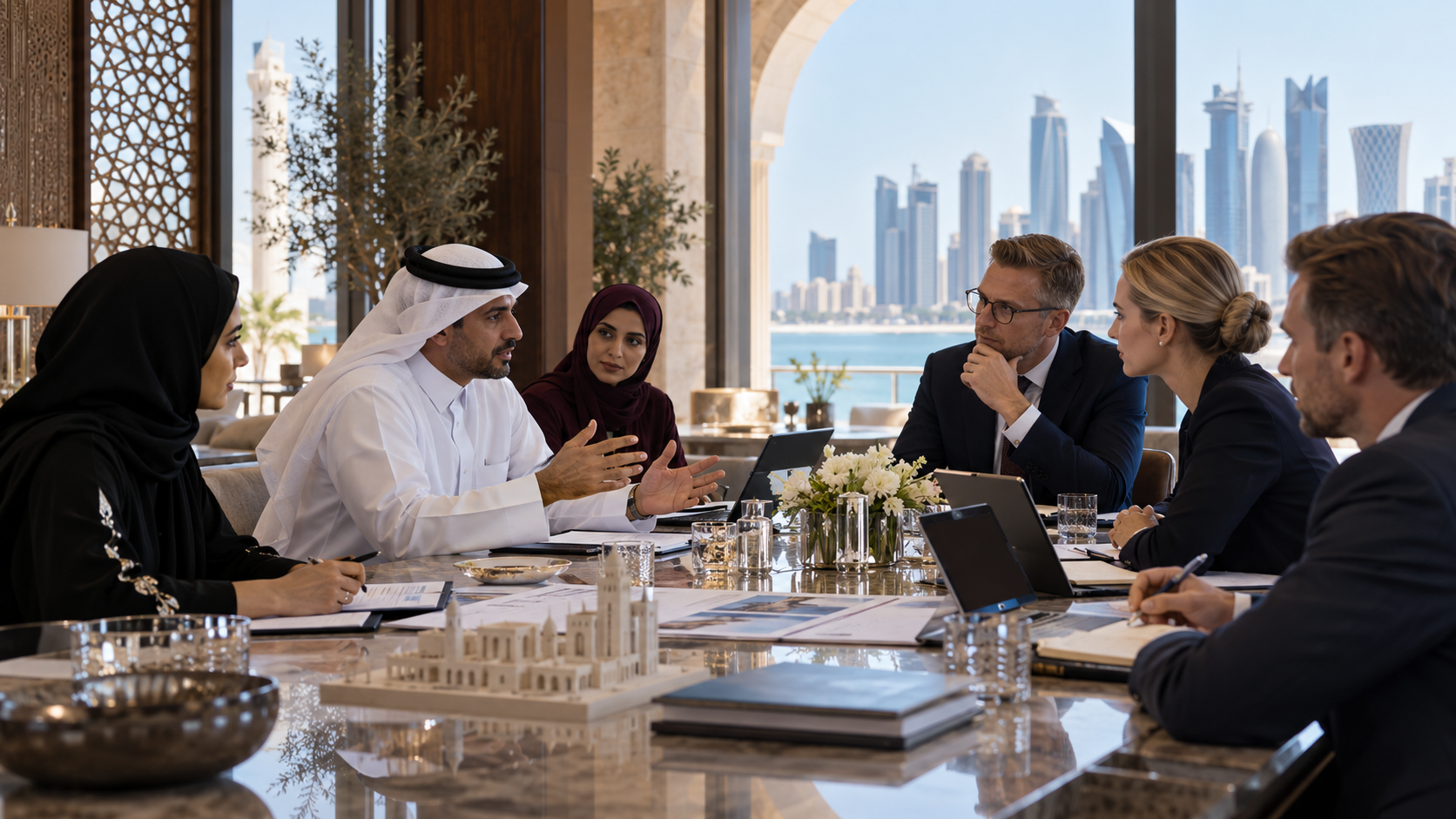 Qatari and Finnish technology officials discussing digital government and AI cooperation